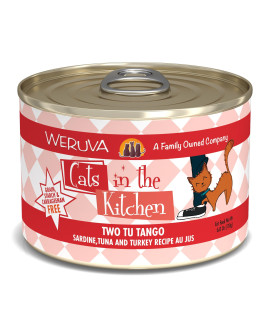 Weruva Cats in The Kitchen, Two Tu Tango with Sardine, Tuna & Turkey Au Jus Cat Food, 6oz Can (Pack of 24)