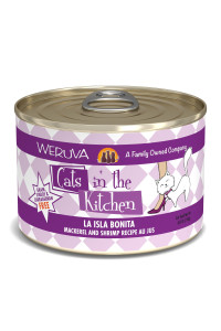 Weruva Cats in The Kitchen, La Isla Bonita with Mackerel & Shrimp Au Jus Cat Food, 6oz Can (Pack of 24)