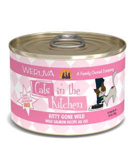 Weruva Cats in The Kitchen, Kitty Gone Wild with Wild Salmon Au Jus Cat Food, 6oz Can (Pack of 24)