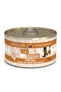 Weruva Cats in The Kitchen, Fowl Ball with Chicken & Turkey Au Jus Cat Food, 3.2oz Can (Pack of 24)