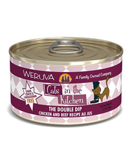 Weruva Cats in The Kitchen, The Double Dip with Chicken & Beef Au Jus Cat Food, 3.2oz Can (Pack of 24)