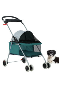 BestPet Pet Stroller Cat Dog Stroller Travel Folding Carrier,Teal