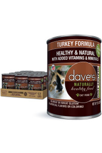 Dave's Pet Food Grain Free Wet Cat Food (Turkey), Made in USA Naturally Healthy Canned Cat Food, Added Vitamins & Minerals, Wheat & Gluten-Free, 12.5 oz Cans (Case of 12)