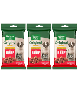Natures Menu 3 X Packs Of Real Beef Mini Treats (For Small Dogs) 60g Packs - - Made With 95% Real Meat - Wheat & gluten Free