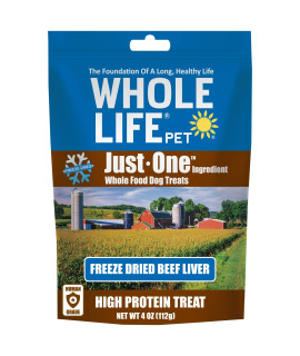 Whole Life Pet Just One Beef Liver Dog Treats - Human Grade, Freeze Dried, One Ingredient - Training Or Reward, Grain Free, Made in The USA