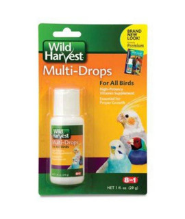 United Pet group Wild Harvest Multi-Drops for All Birds 1 Ounce, High-Potency Vitamin Supplement (D13123)