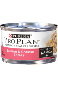Purina Pro Plan High Protein Wet Cat Food in Gravy, Salmon and Cheese Entree in Sauce - (24) 3 oz. Pull-Top Cans
