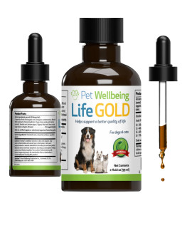 Pet Wellbeing Life Gold for Dogs - Vet-Formulated - Immune Support and Antioxidant Protection - Natural Herbal Supplement 2 oz (59 ml)