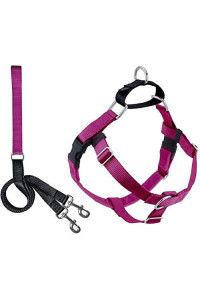 2 Hounds Design Freedom No Pull Dog Harness Comfortable Control for Easy Walking Adjustable Dog Harness and Leash Set Small, Medium & Large Dogs Made in USA Solid Colors 1 MD Raspberry