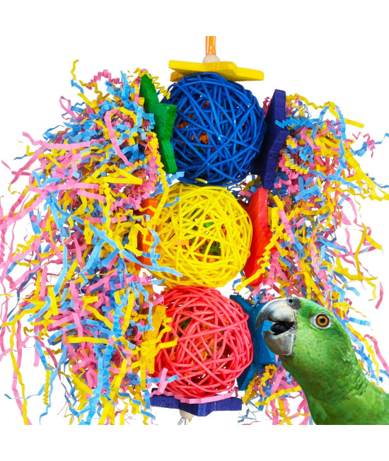 Bonka Bird Toys Foraging Star Preening Plucking Parrot Ringnecks, Conures, Quakers, Pionus, Senegals, Amazons, African Greys, Eclectus, and Made in USA