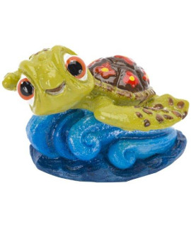 Penn-Plax Squirt Mini Aquarium Ornament for Finding Nemo - Fun Decoration for Your Smaller Tank with This Friendly Turtle Riding a Wave