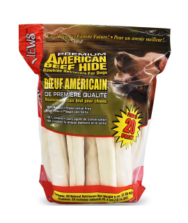 Canine Chews 10-11 Dog Rawhide Retriever Rolls - Dog Rawhide Chews (20 Pack) - 100% USA-Sourced Natural Beef Raw Hide Dog Bones for Large Dogs - Healthy Single-Ingredient Rawhide Bones Treat