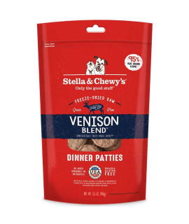 Stella & Chewy's Freeze Dried Raw Dinner Patties - Grain Free Dog Food, Protein Rich Venison Blend Recipe - 5.5 oz Bag