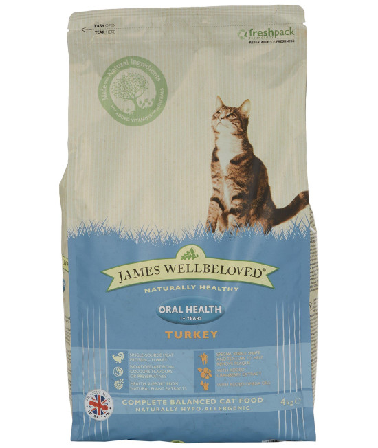 James Wellbeloved Turkey and Rice Oralcare Dry cat Food 4 Kg