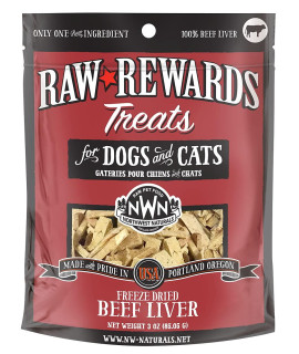 Northwest Naturals Raw Rewards Freeze-Dried Treats for Dogs and Cats - Beef Liver - Gluten-Free Pet Food - 3 Oz.