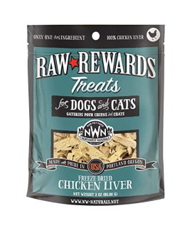 Northwest Naturals Raw Rewards Freeze-Dried Treats for Dogs and Cats - Chicken Liver - Gluten-Free Pet Food - 3 Oz.