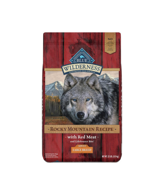 Blue Buffalo Wilderness Rocky Mountain Recipe High Protein, Natural Adult Large Breed Dry Dog Food, Red Meat 22-lb
