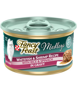 Purina Fancy Feast Gravy Wet Cat Food, Medleys Whitefish & Shrimp Recipe With Rice & Spinach - (24) 3 oz. Cans