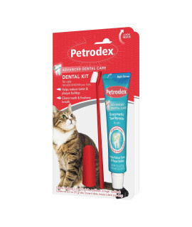 Petrodex Dental care Kit for cats, cat Toothbrush and Toothpaste, cleans Teeth and Fights Bad Breath, Reduces Plaque Tartar Formation, Malt Flavor, 25oz Toothpaste + Toothbrush