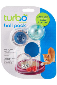 Coastal Pet Turbo Assorted Ball Pack - Cat Treat Ball - Customizable Cat- Toy - Compatible with Turbo Scratcher, Mega Turbo and Star Chaser - Assorted (2 Pack)