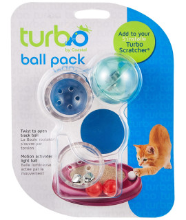 Coastal Pet Turbo Assorted Ball Pack - Cat Treat Ball - Customizable Cat- Toy - Compatible with Turbo Scratcher, Mega Turbo and Star Chaser - Assorted (2 Pack)