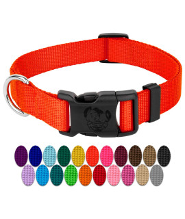 Country Brook Petz - 30+ Vibrant Colors - American Made Deluxe Nylon Dog Collar with Buckle (Large, 1 Inch Wide, Hot Orange)