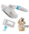 The Pet Portal Self Cleaning Dog Brush for Shedding Slicker Brush Cat Long Haired Pet Brush Grooming Deshedding Supplies - Medium to Large Pets White