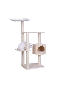 Armarkat Real Wood Premium Scots Pine 54-Inch Cat Tree with Three Levels, Perch, Condo