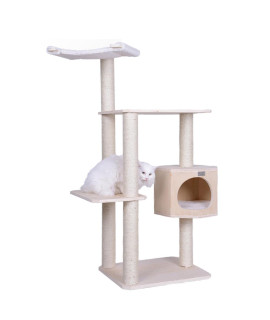 Armarkat Real Wood Premium Scots Pine 54-Inch Cat Tree with Three Levels, Perch, Condo