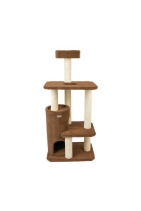 Armarkat 3-Level Carpeted Real Wood Cat Tree Condo F5602, Kitten Playhouse Climber Activity Center, Brown
