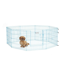 MidWest Homes for Pets Folding Metal Exercise Pen / Pet Playpen, Blue,24W x 24H, 1-Year Manufacturer's Warranty