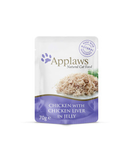 Applaws Cat Pouch Chicken with Liver in Jelly, 70 g, Pack of 16