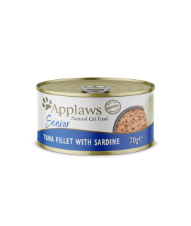Applaws Cat Tin Senior Tuna with Sardine in Jelly?70 g, Pack of 24