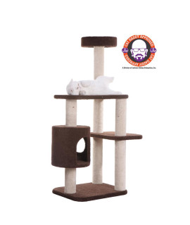 Armarkat 3-Level Carpeted Real Wood Cat Tree Condo F5502, Kitten Play House, Brown