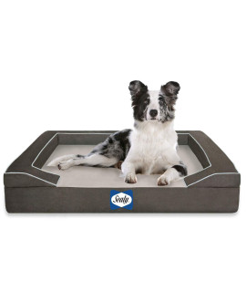 Sealy Lux Pet Dog Bed Quad Layer Technology with Memory Foam, Orthopedic Foam, and Cooling Energy Gel. Machine Washable Cover. Medium, Modern Gray
