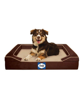 Sealy Lux Pet Dog Bed Quad Layer Technology with Memory Foam, Orthopedic Foam, and Cooling Energy Gel. Machine Washable Cover. Medium, Autumn Brown