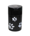 Pawvac 6 Ounce Vacuum Sealed Pet Food Storage Container; Black Cap & Body/White Paws