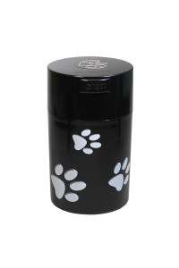 Pawvac 6 Ounce Vacuum Sealed Pet Food Storage Container; Black Cap & Body/White Paws