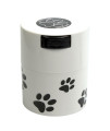 Pawvac 3 Ounce Vacuum Sealed Pet Food Storage Container; White Cap & Body/Black Paws