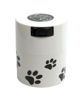 Pawvac 3 Ounce Vacuum Sealed Pet Food Storage Container; White Cap & Body/Black Paws