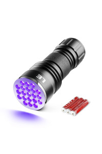 LE Black Light Flashlight, Small UV Lights with 21 LEDs, 395nm, Ultraviolet Light Detector for Invisible Ink Pens, Pet Dog cat Urine Stain and More, AAA Batteries Included