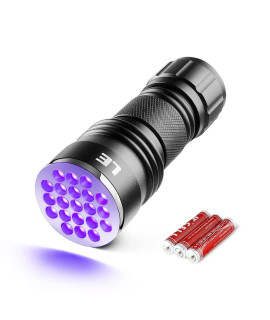 LE Black Light Flashlight, Small UV Lights with 21 LEDs, 395nm, Ultraviolet Light Detector for Invisible Ink Pens, Pet Dog cat Urine Stain and More, AAA Batteries Included