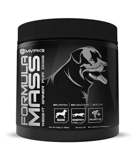 MVP K9 Formula Mass Weight Gainer for Dogs - Helps Promote Healthy Weight Gain, Size and Muscle in Dogs - Great for Skinny, Underweight, Picky Eaters. All Breed Formula, Made in USA (90 Servings)