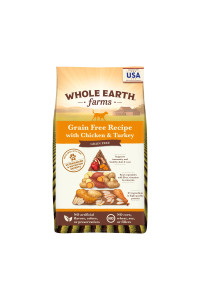 Whole Earth Farms Natural Grain Free Dry Kibble, Wholesome And Healthy Dog Food, Chicken And Turkey Recipe - 25 LB Bag