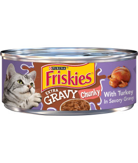 Purina Friskies Gravy Wet Cat Food, Extra Gravy Chunky With Turkey in Savory Gravy - 5.5 oz. Can