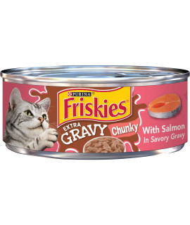 Purina Friskies Gravy Wet Cat Food, Extra Gravy Chunky With Salmon in Savory Gravy - (24) 5.5 oz. Cans
