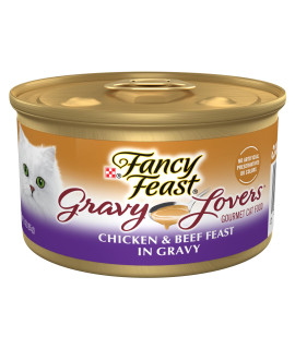 Purina Fancy Feast Gravy Wet Cat Food, Gravy Lovers Chicken & Beef in Grilled Chicken Flavor Gravy - 3 oz. Can (Pack of 24)
