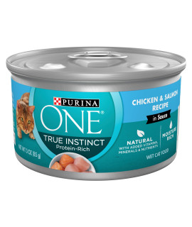 Purina ONE Natural, High Protein Cat Food, True Instinct Chicken and Salmon Recipe in Sauce - 3 oz. Pull-Top Can