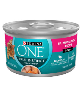 Purina ONE Natural, High Protein Cat Food, True Instinct Salmon and Trout Recipe in Sauce - (24) 3 oz. Pull-Top Cans