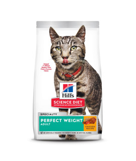 Hill's Science Diet Dry Cat Food, Adult, Perfect Weight for Healthy Weight & Weight Management, Chicken Recipe, 3 lb. Bag